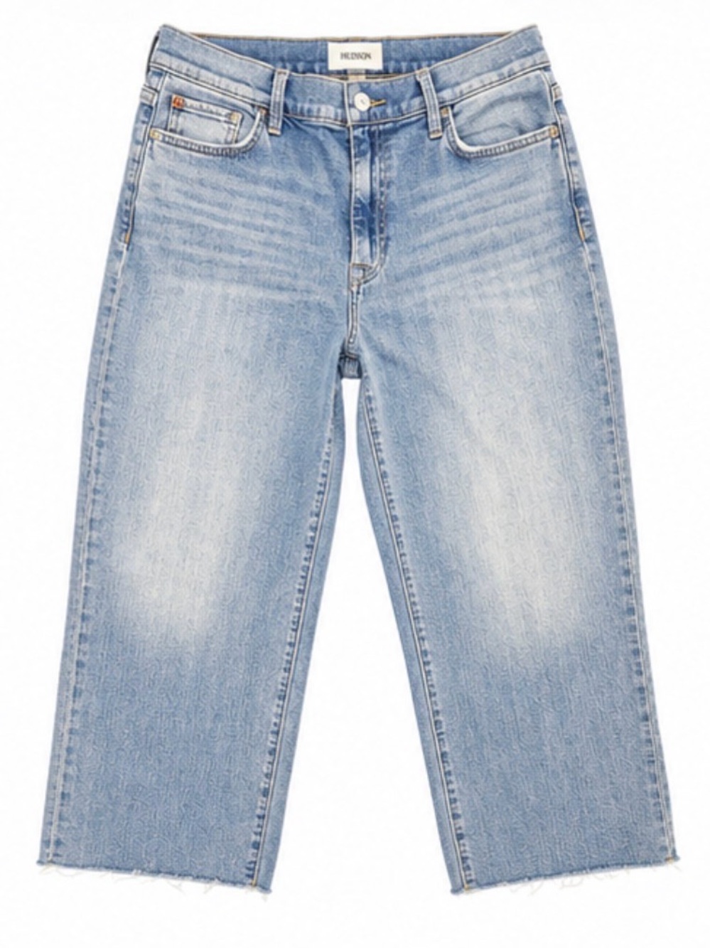 Hudson Noa Addison Light Wash Raw Hem Wide Leg Cropped Jeans – Size 30
